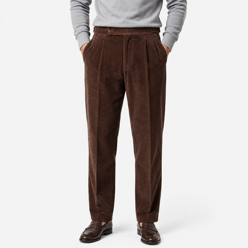 Pantalon en velours côtelé plissé pour homme, coupe classique et confortable 5
