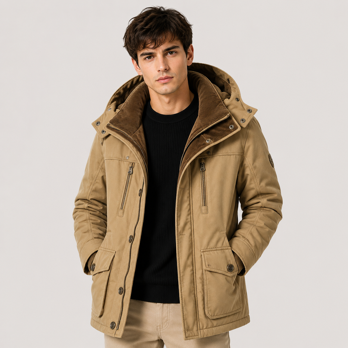 Parka d'hiver pour homme, isolée et imperméable, idéale pour les temps froids. 0