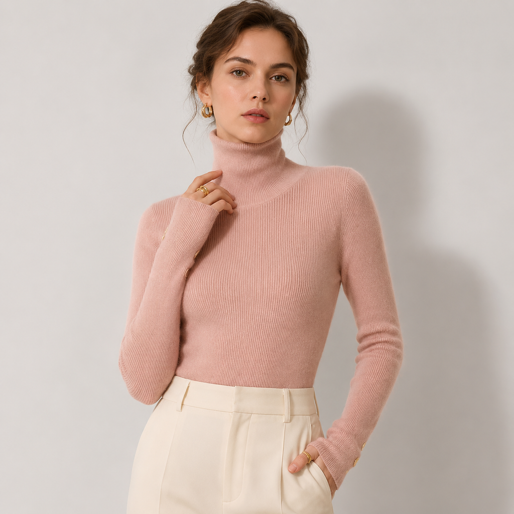 Pull à col roulé en maille légère et chaude effet cachemire pour femme 10