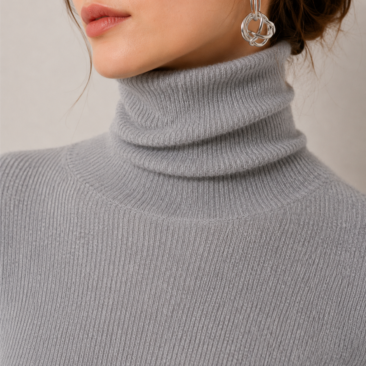 Pull à col roulé en maille légère et chaude effet cachemire pour femme 2