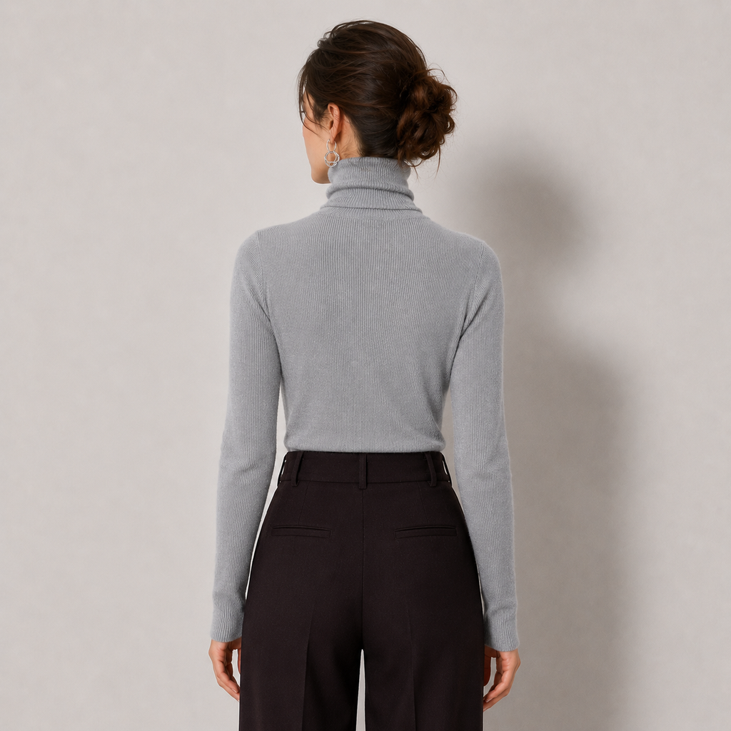 Pull à col roulé en maille légère et chaude effet cachemire pour femme 3