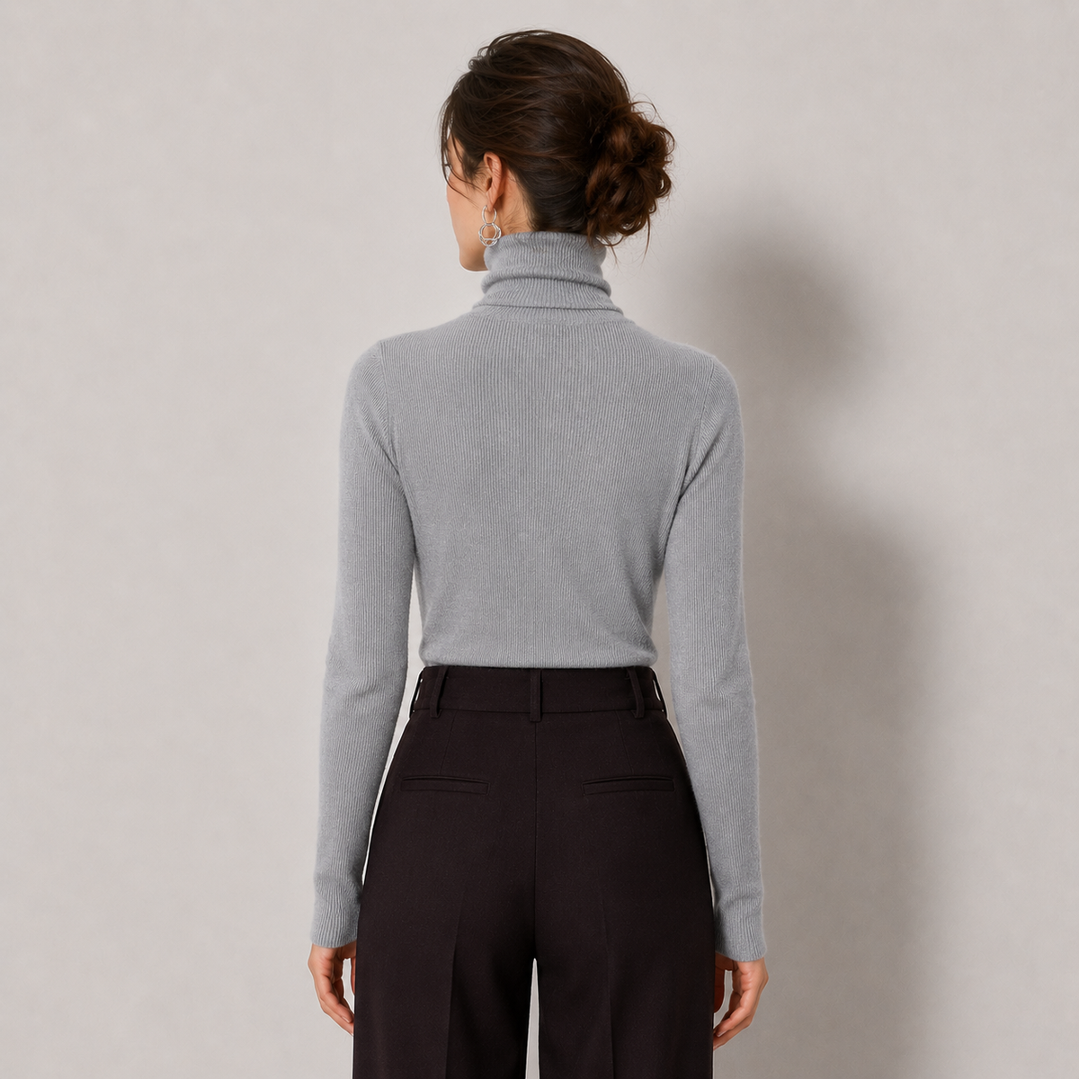 Pull à col roulé en maille légère et chaude effet cachemire pour femme 3