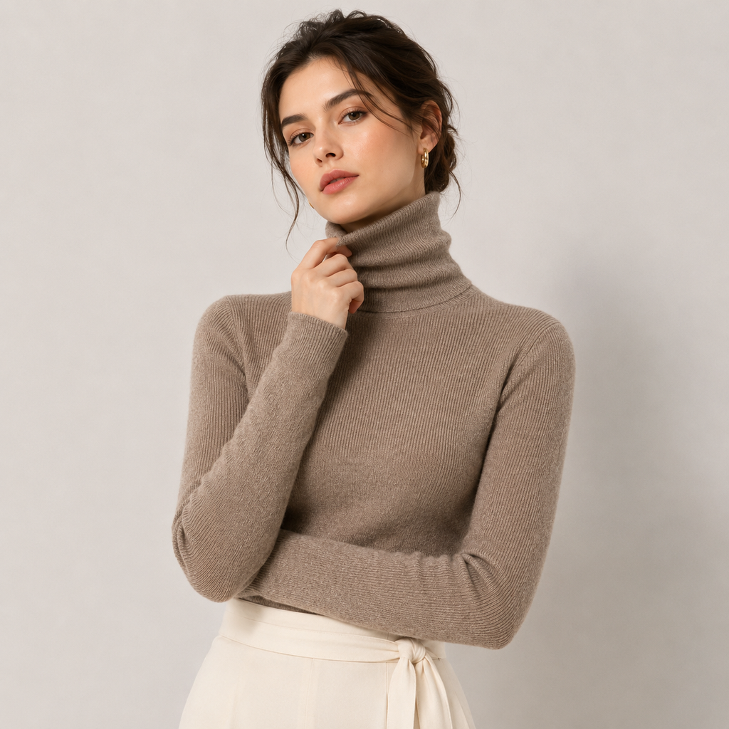 Pull à col roulé en maille légère et chaude effet cachemire pour femme 6
