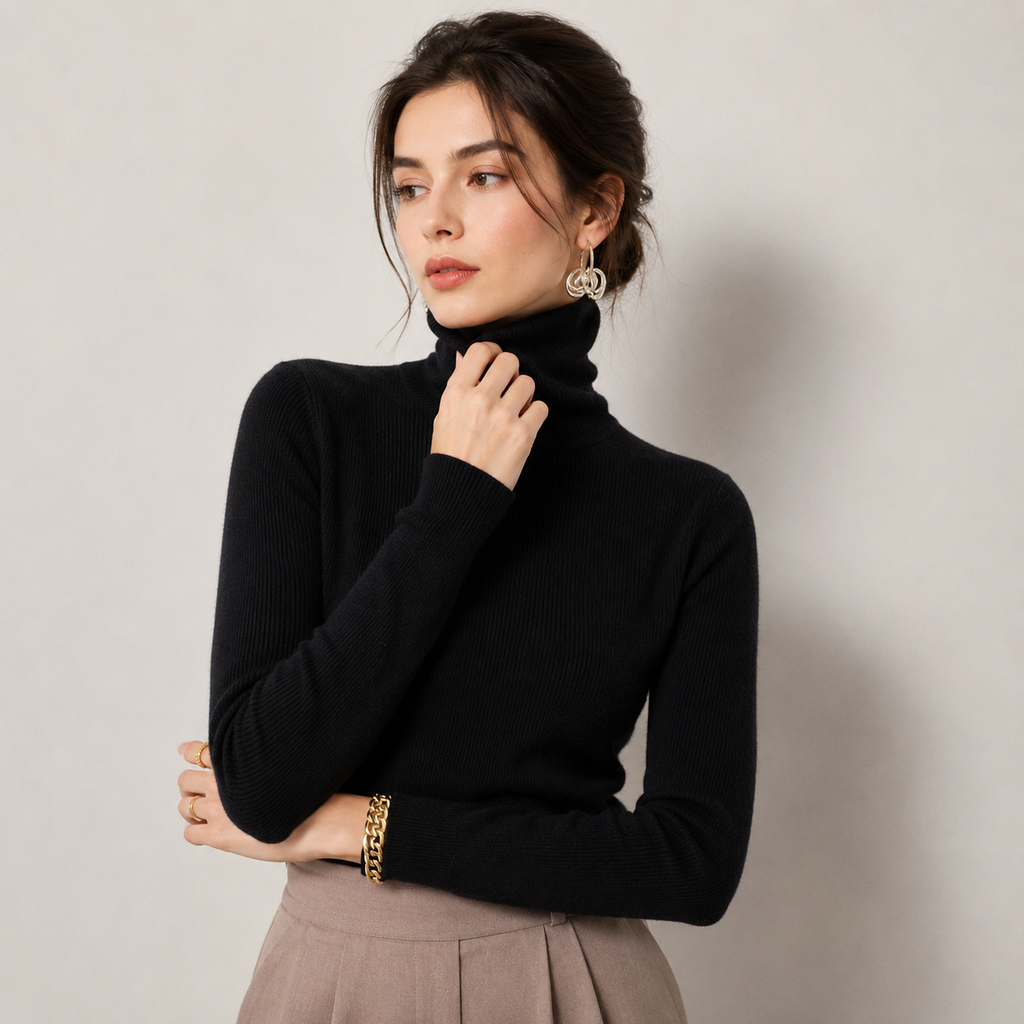Pull à col roulé en maille légère et chaude effet cachemire pour femme 7