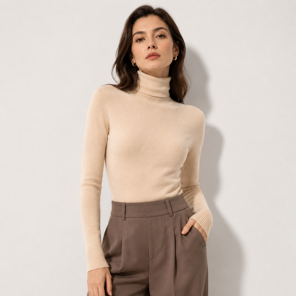 Pull à col roulé en maille légère et chaude effet cachemire pour femme 8