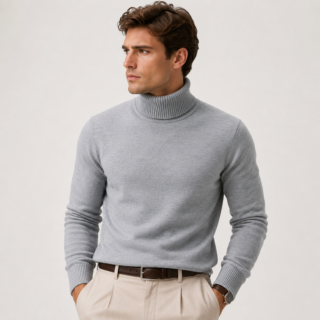 Pull à col roulé en maille pour homme, classique et décontracté pour l'hiver 0