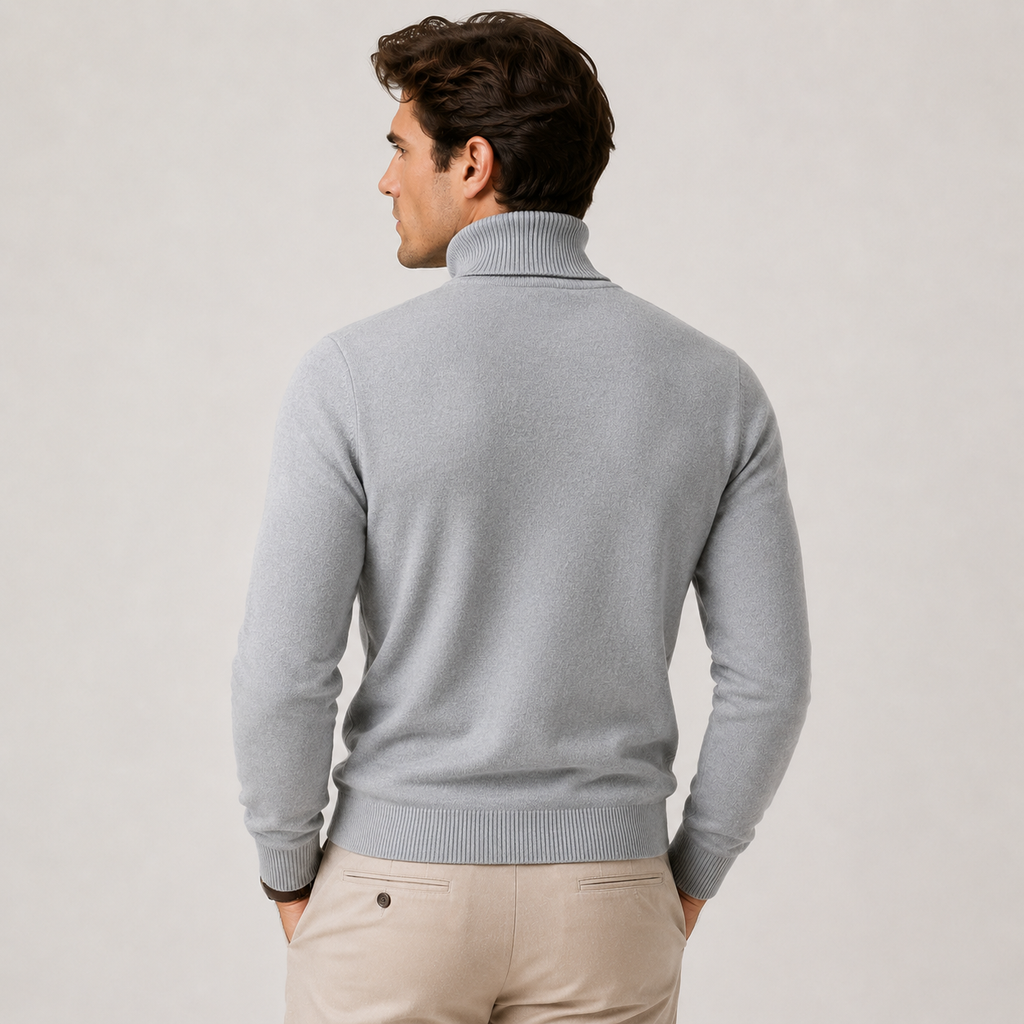 Pull à col roulé en maille pour homme, classique et décontracté pour l'hiver 3