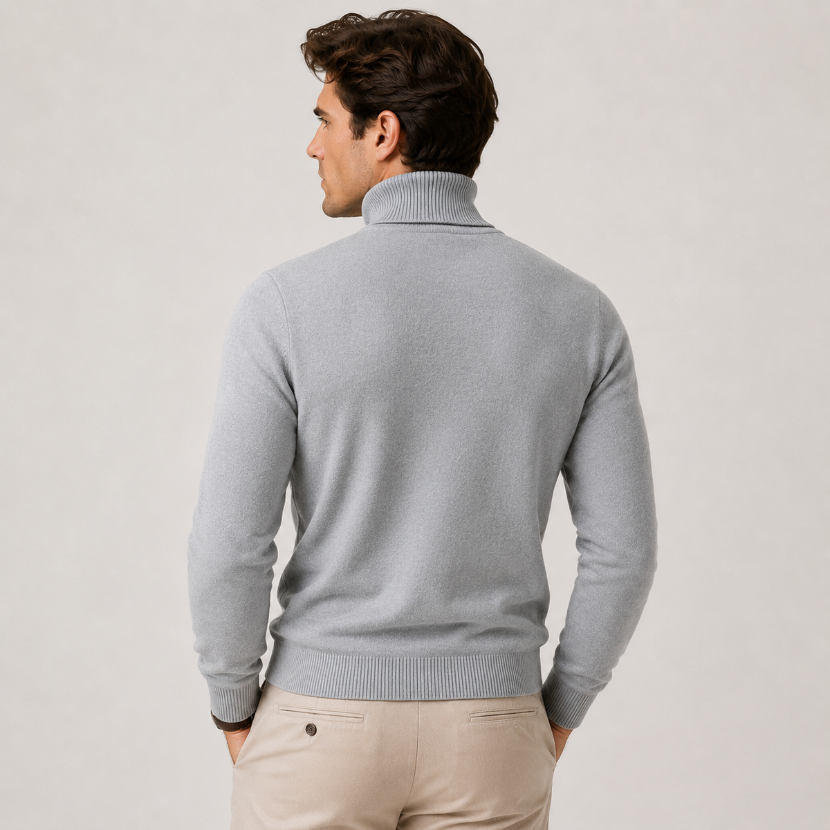 Pull à col roulé en maille pour homme, classique et décontracté pour l'hiver 3