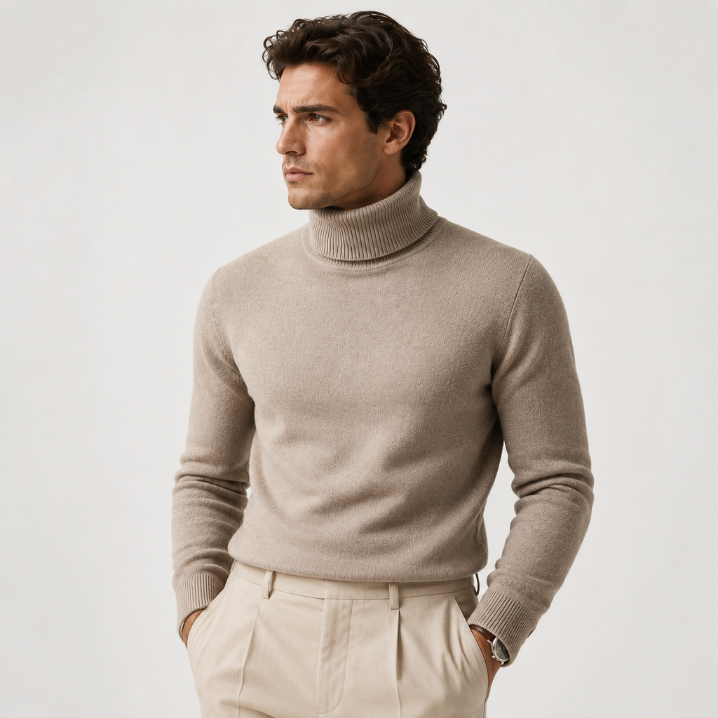 Pull à col roulé en maille pour homme, classique et décontracté pour l'hiver 5