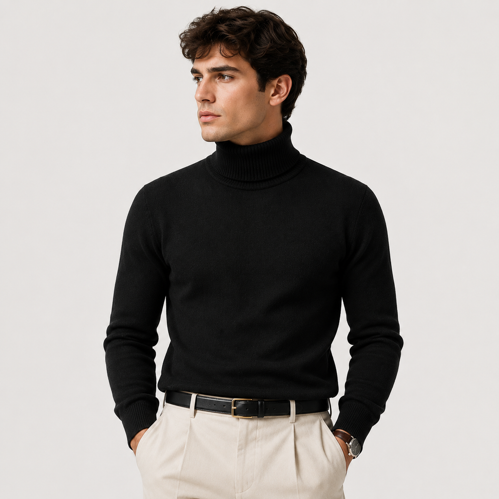 Pull à col roulé en maille pour homme, classique et décontracté pour l'hiver 6