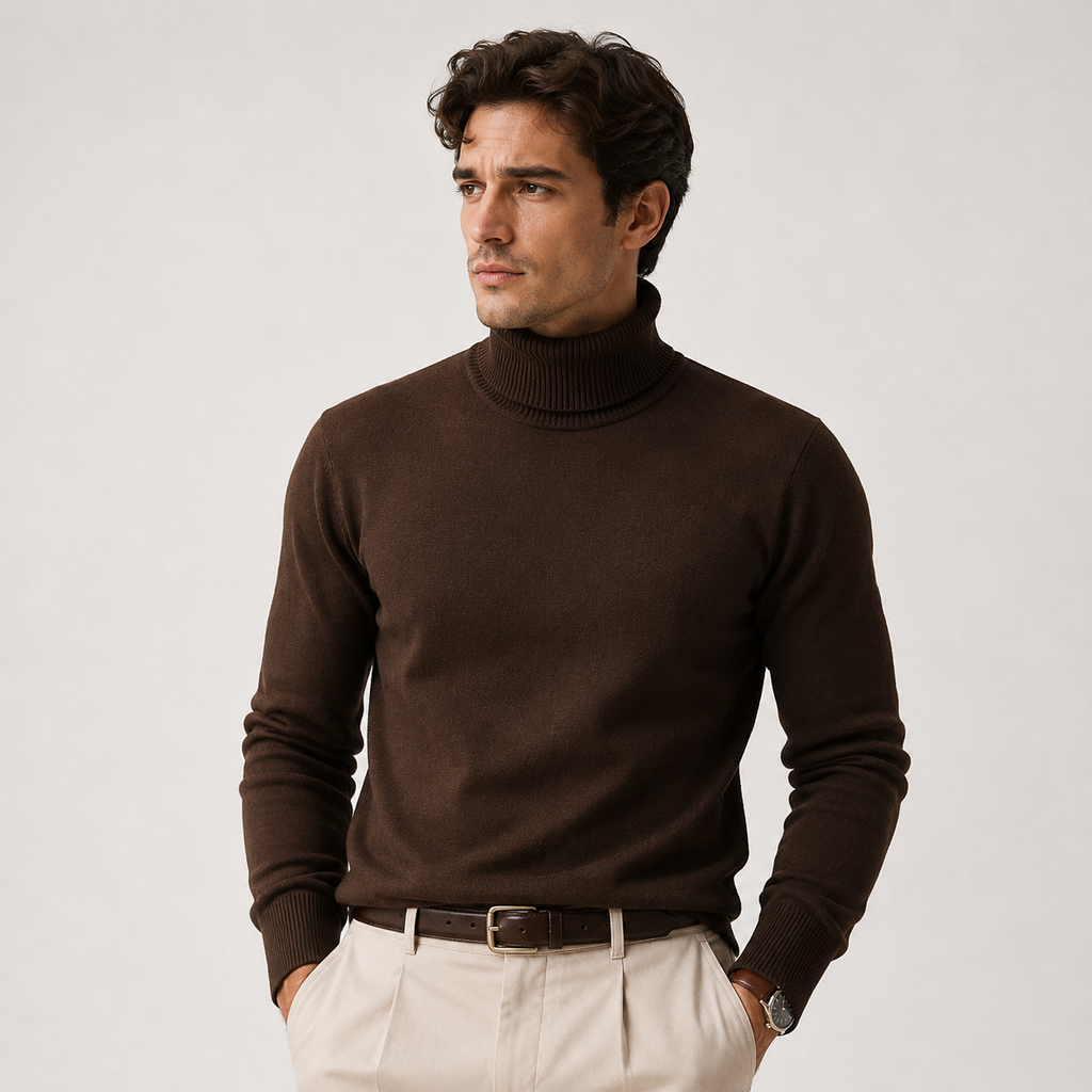 Pull à col roulé en maille pour homme, classique et décontracté pour l'hiver 7