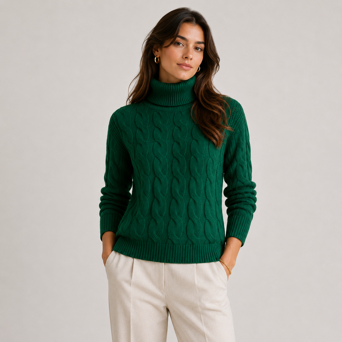 Pull à col roulé pour femme, léger et chaud, à manches longues, en maille 0
