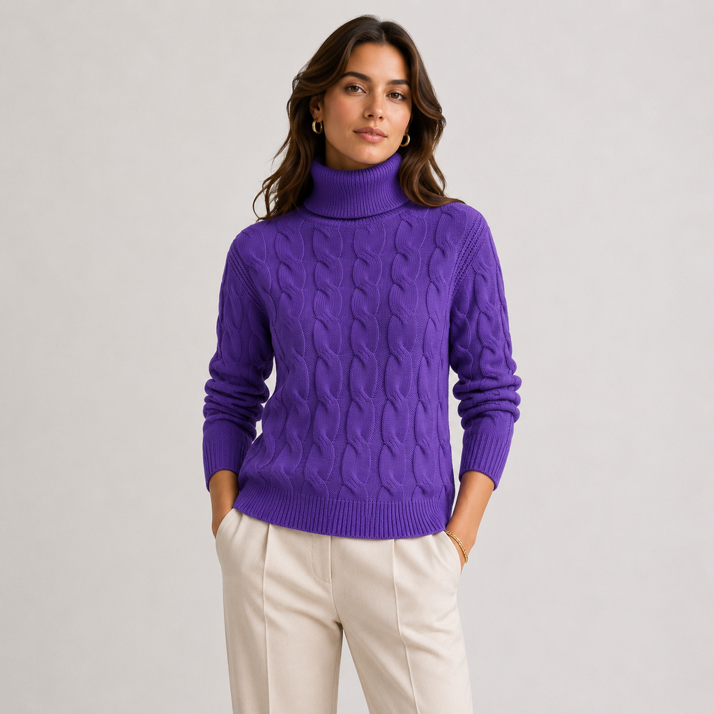 Pull à col roulé pour femme, léger et chaud, à manches longues, en maille 11
