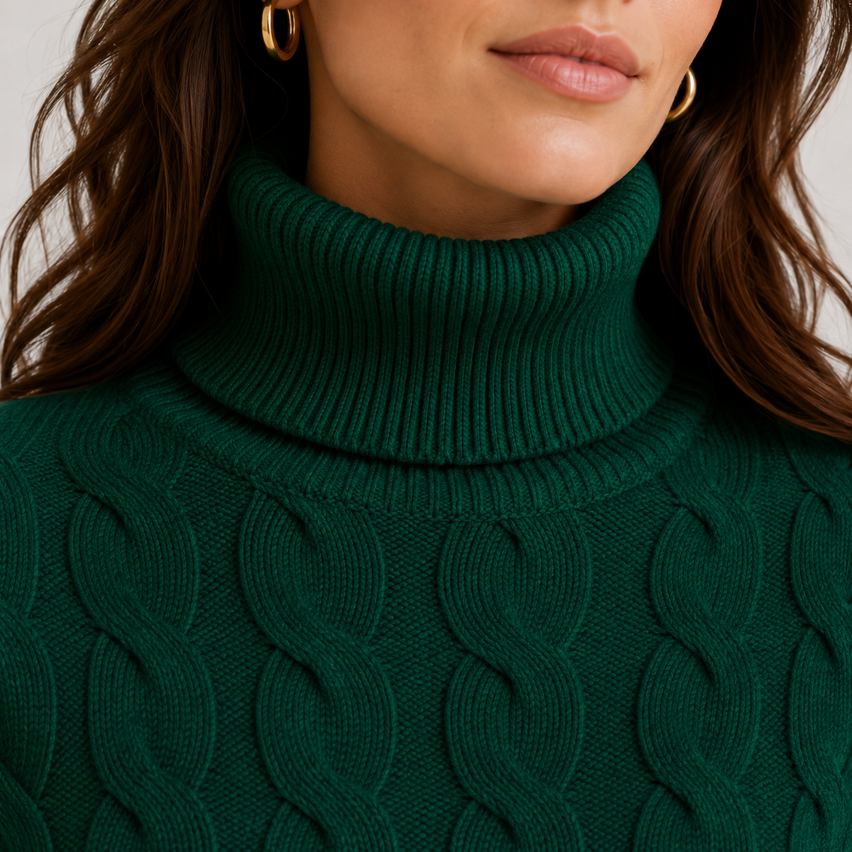 Pull à col roulé pour femme, léger et chaud, à manches longues, en maille 2