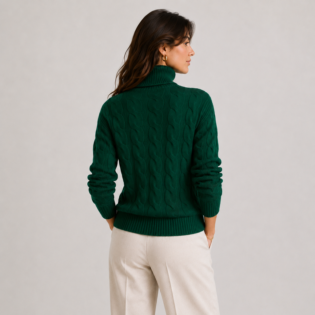 Pull à col roulé pour femme, léger et chaud, à manches longues, en maille 3