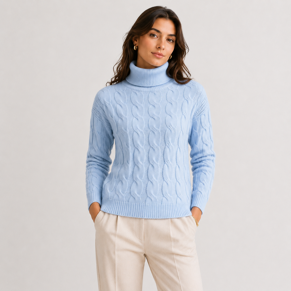 Pull à col roulé pour femme, léger et chaud, à manches longues, en maille 7