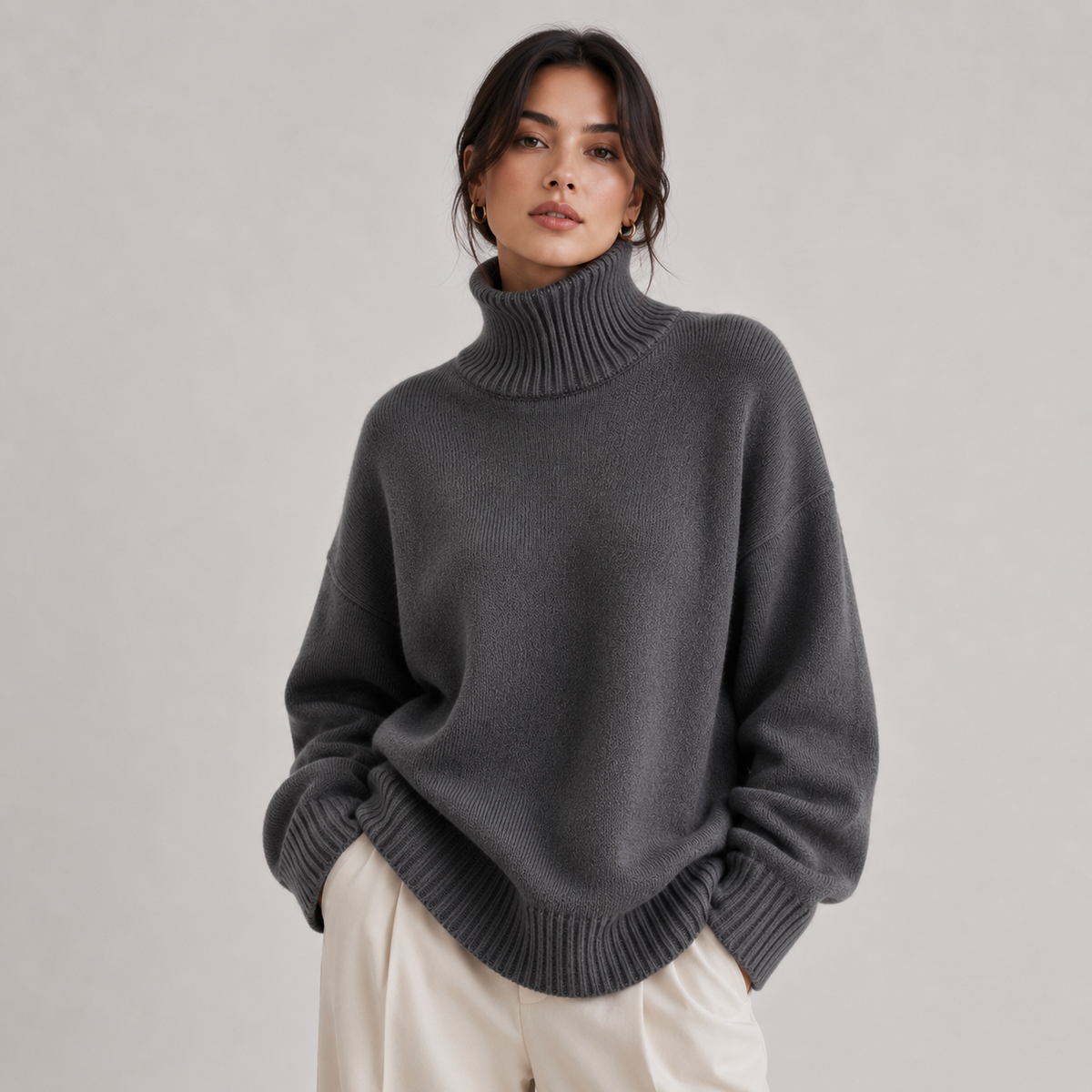 Pull à col roulé premium pour femme, chaud et léger en maille 0