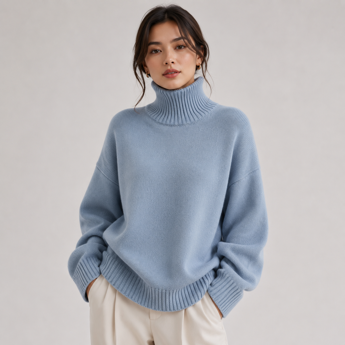 Pull à col roulé premium pour femme, chaud et léger en maille 10