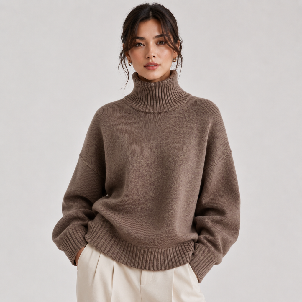 Pull à col roulé premium pour femme, chaud et léger en maille 5