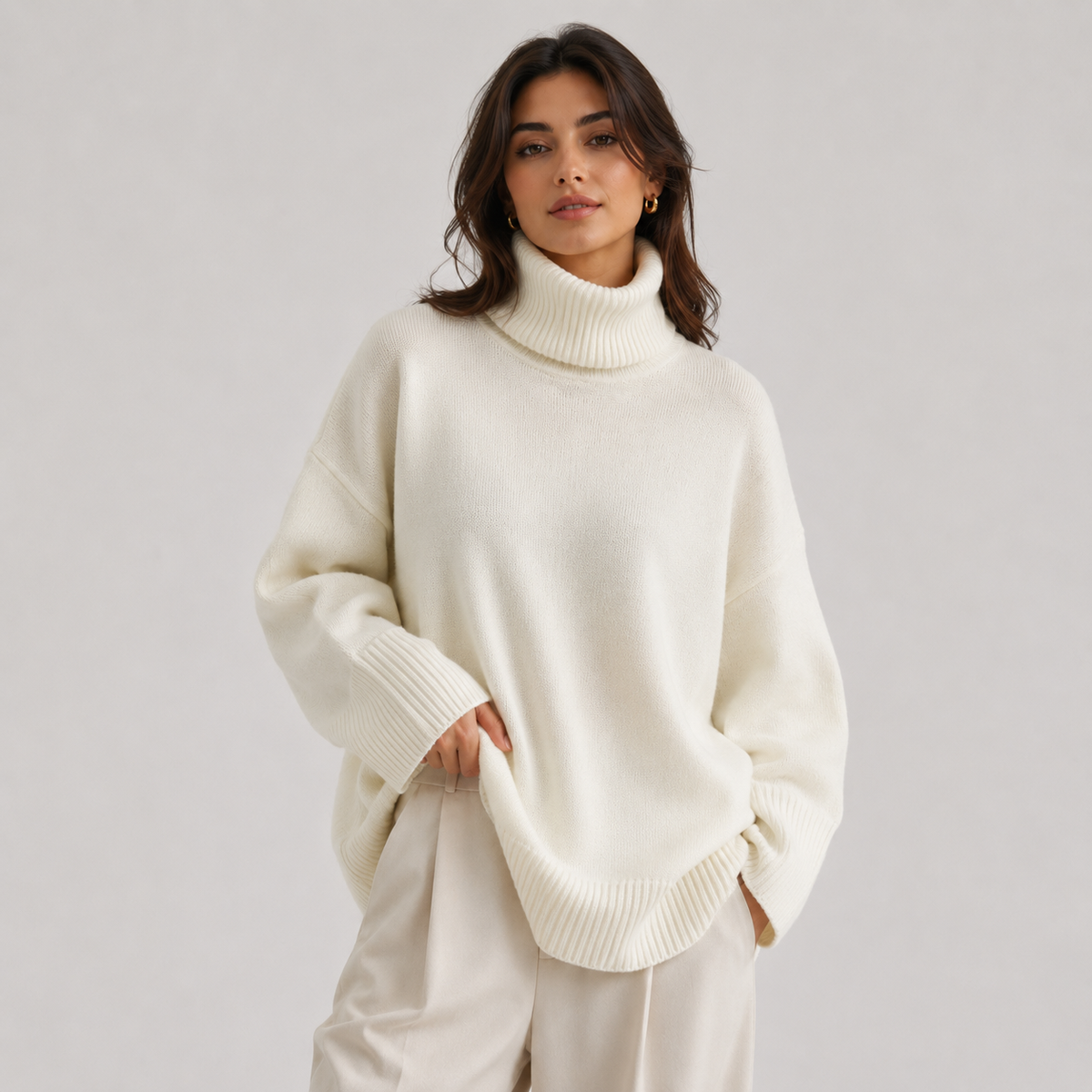 Pull à col roulé premium pour femme, chaud et léger en maille 6