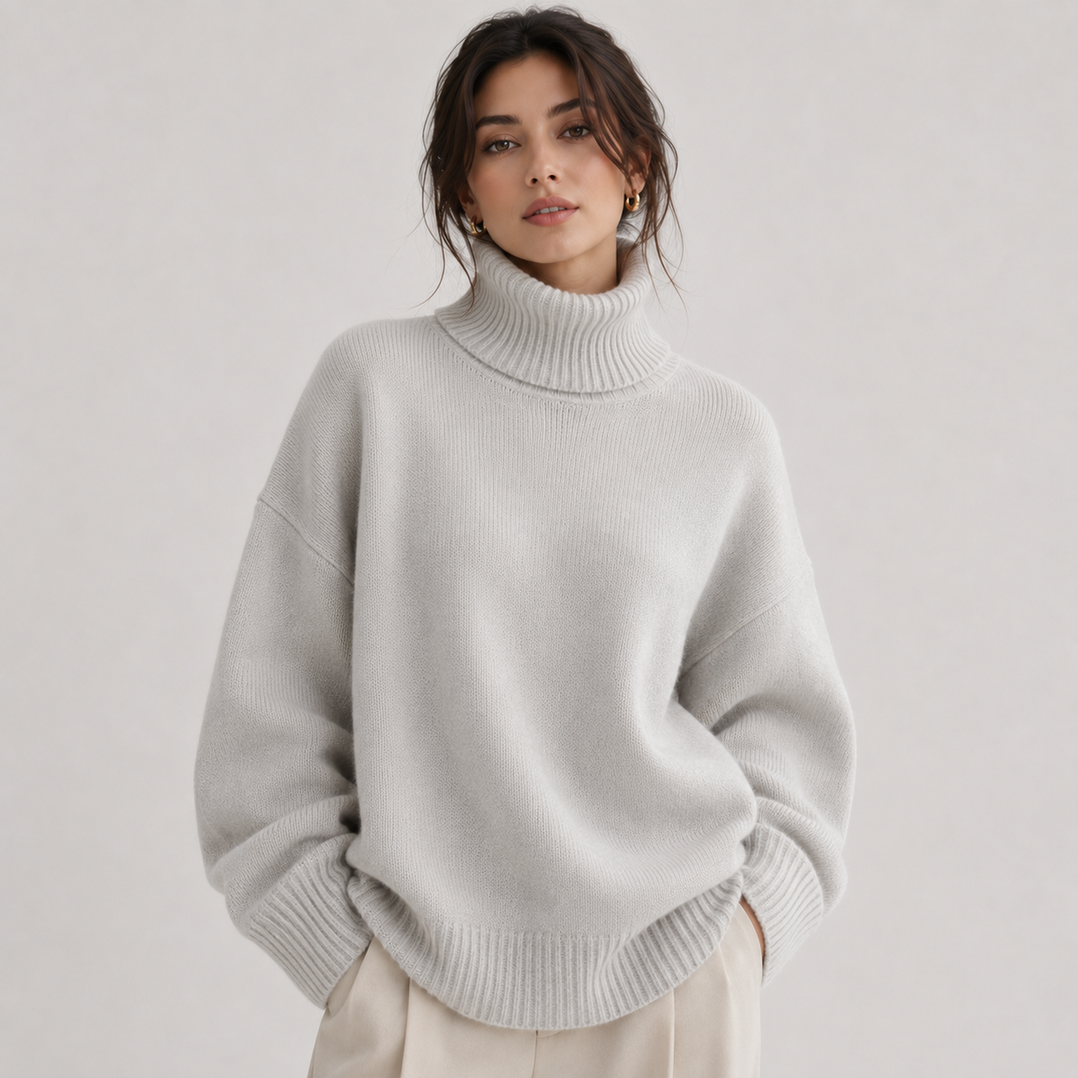 Pull à col roulé premium pour femme, chaud et léger en maille 8