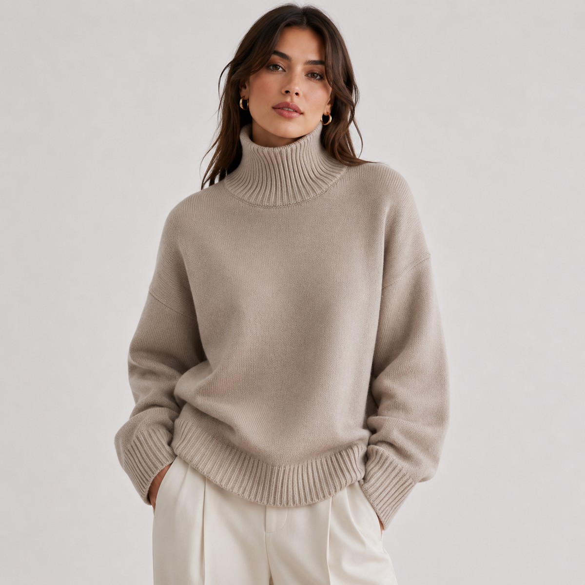 Pull à col roulé premium pour femme, chaud et léger en maille 9