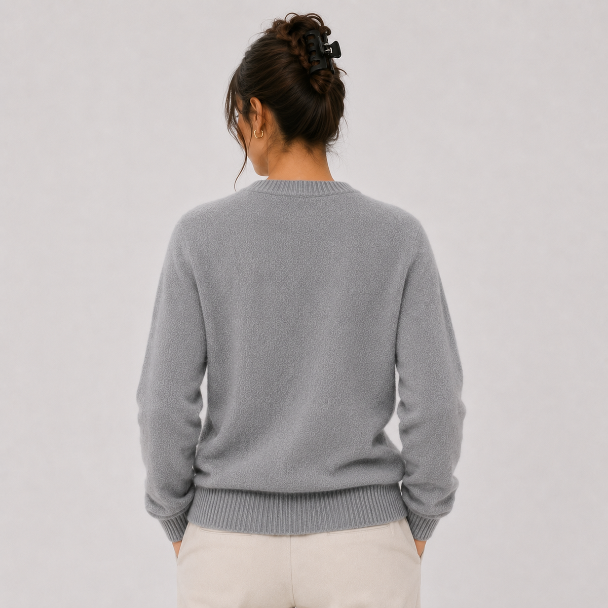 Pull classique en cachemire pour femme, maille légère et chaude 3