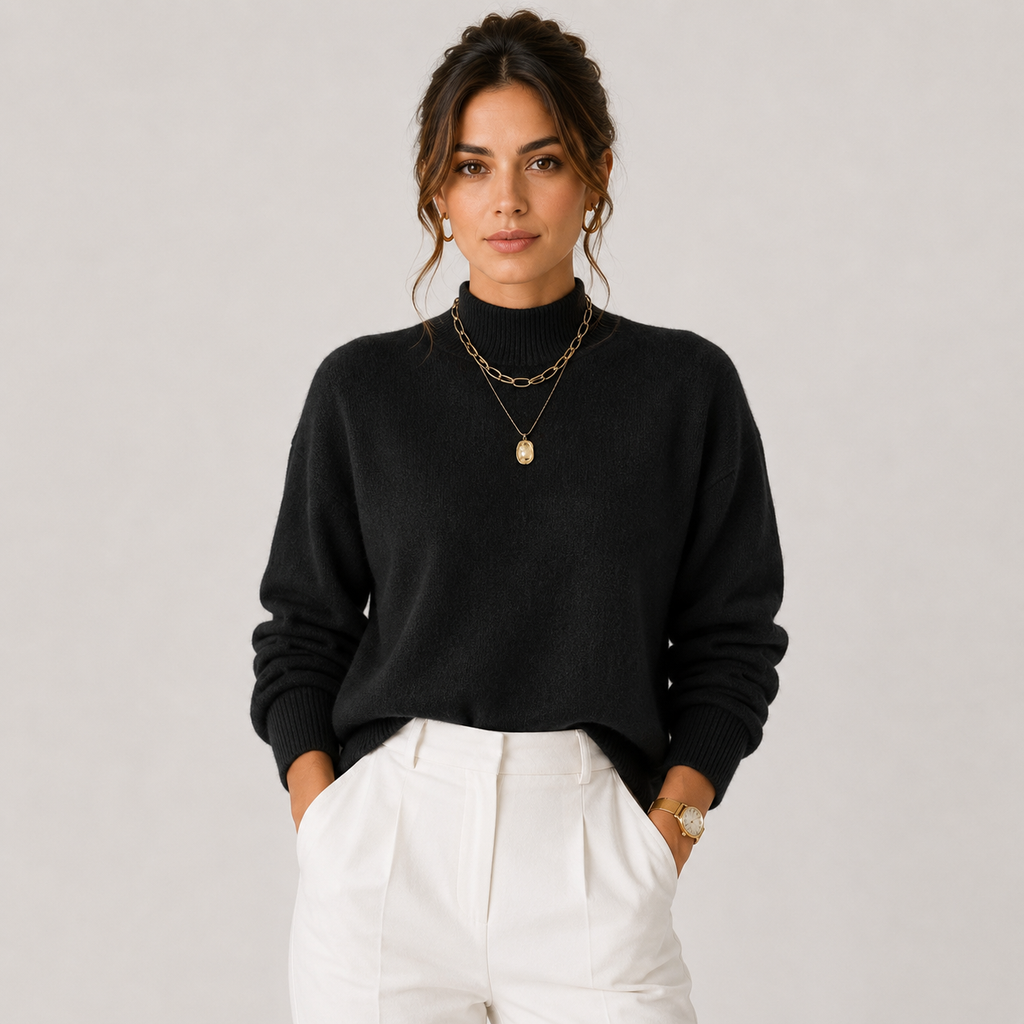 Pull d'hiver léger et confortable à col roulé en maille pour femme 4