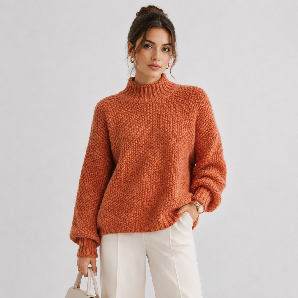 Pull décontracté pour femme, manches longues, en maille confortable 0