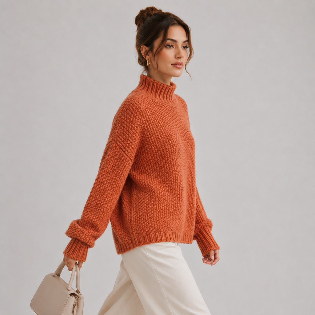 Pull décontracté pour femme, manches longues, en maille confortable 1