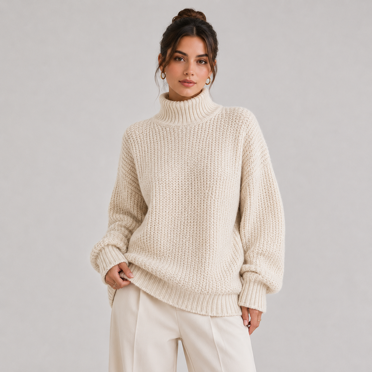 Pull décontracté pour femme, manches longues, en maille confortable 6