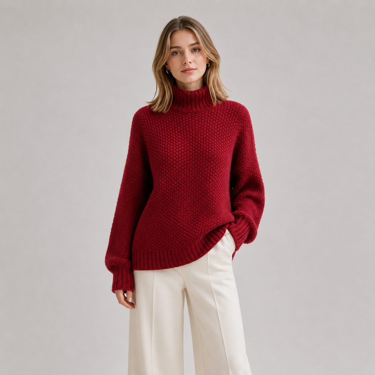 Pull décontracté pour femme, manches longues, en maille confortable 9