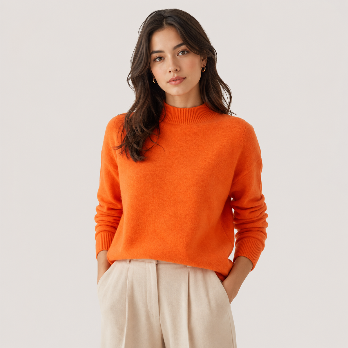 Pull en cachemire léger pour femme, coupe classique 0