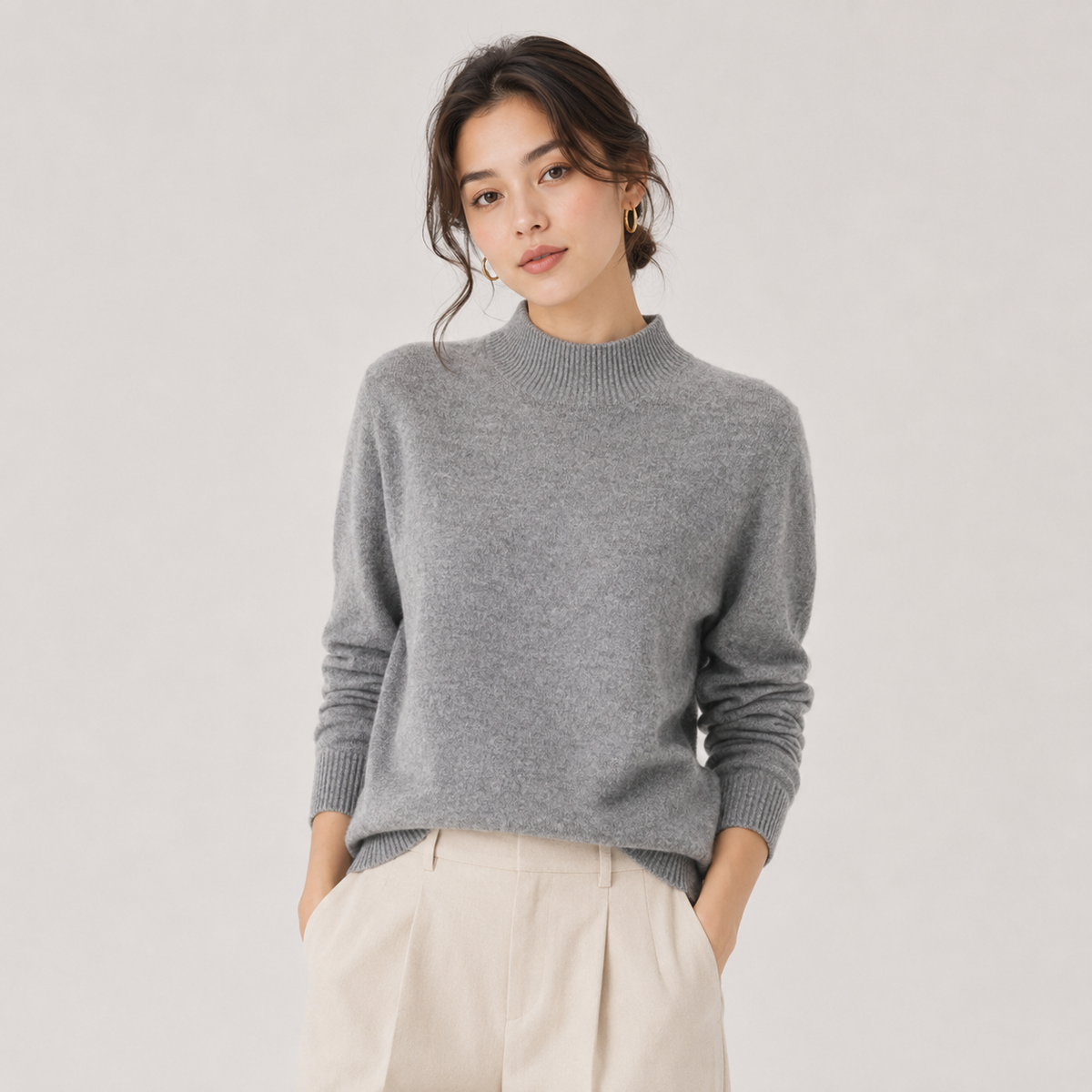 Pull en cachemire léger pour femme, coupe classique 16