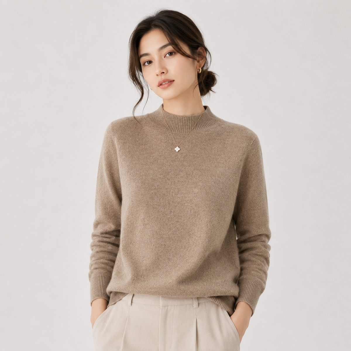 Pull en cachemire léger pour femme, coupe classique 6