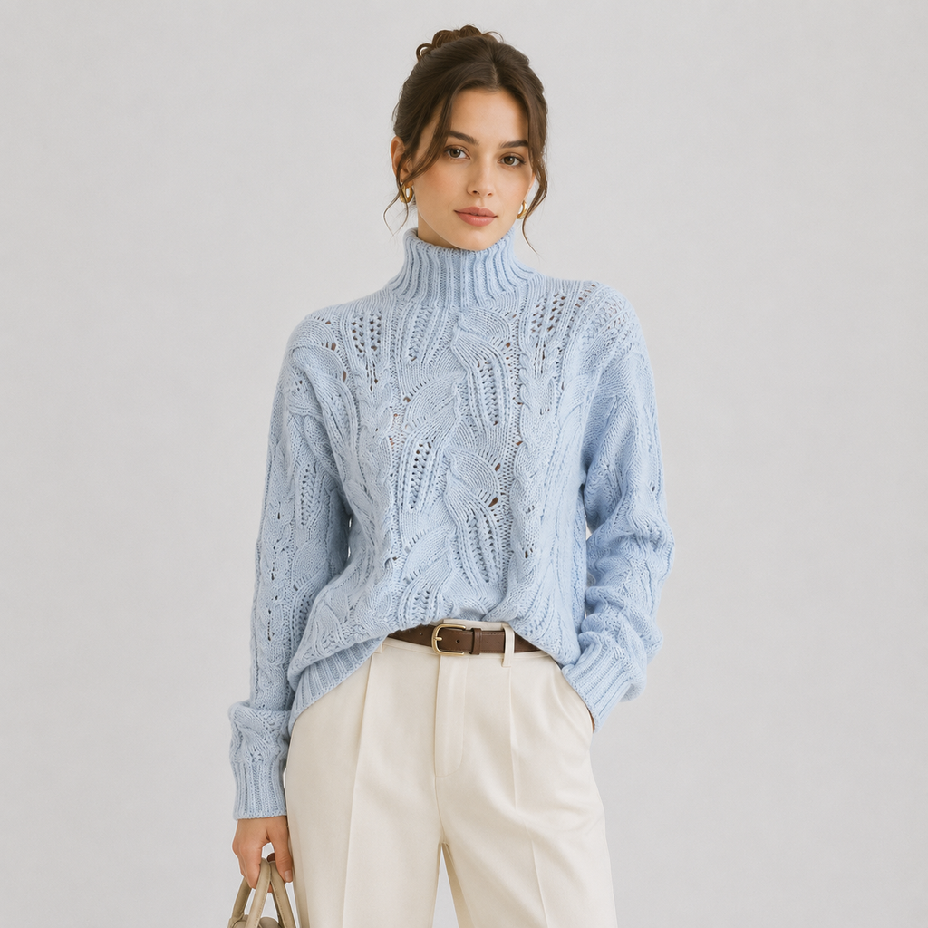Pull en maille chaude à manches longues pour femme, aspect cachemire de qualité supérieure 0