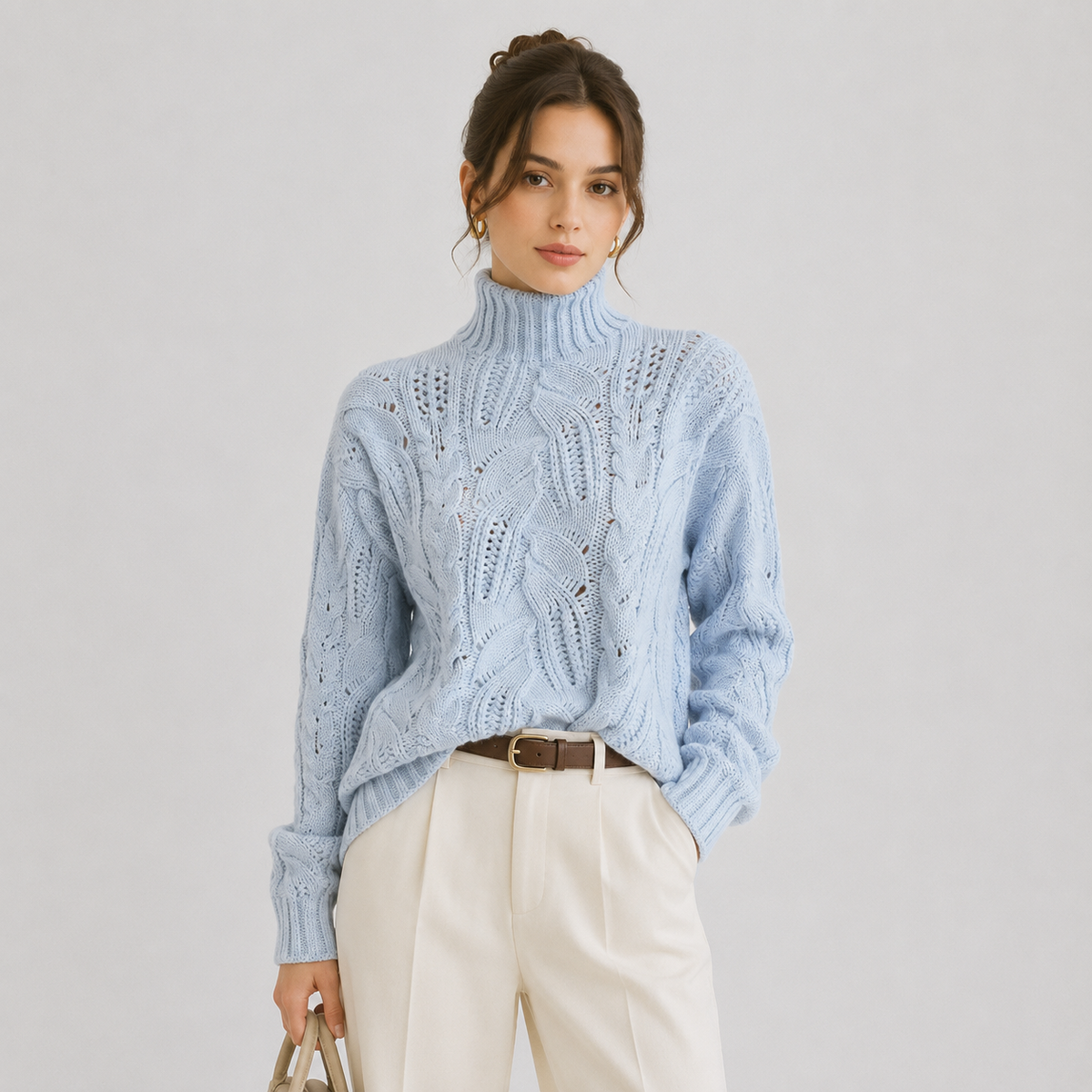 Pull en maille chaude à manches longues pour femme, aspect cachemire de qualité supérieure 0