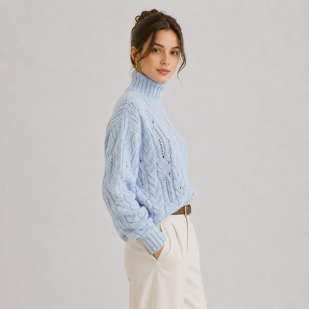 Pull en maille chaude à manches longues pour femme, aspect cachemire de qualité supérieure 1