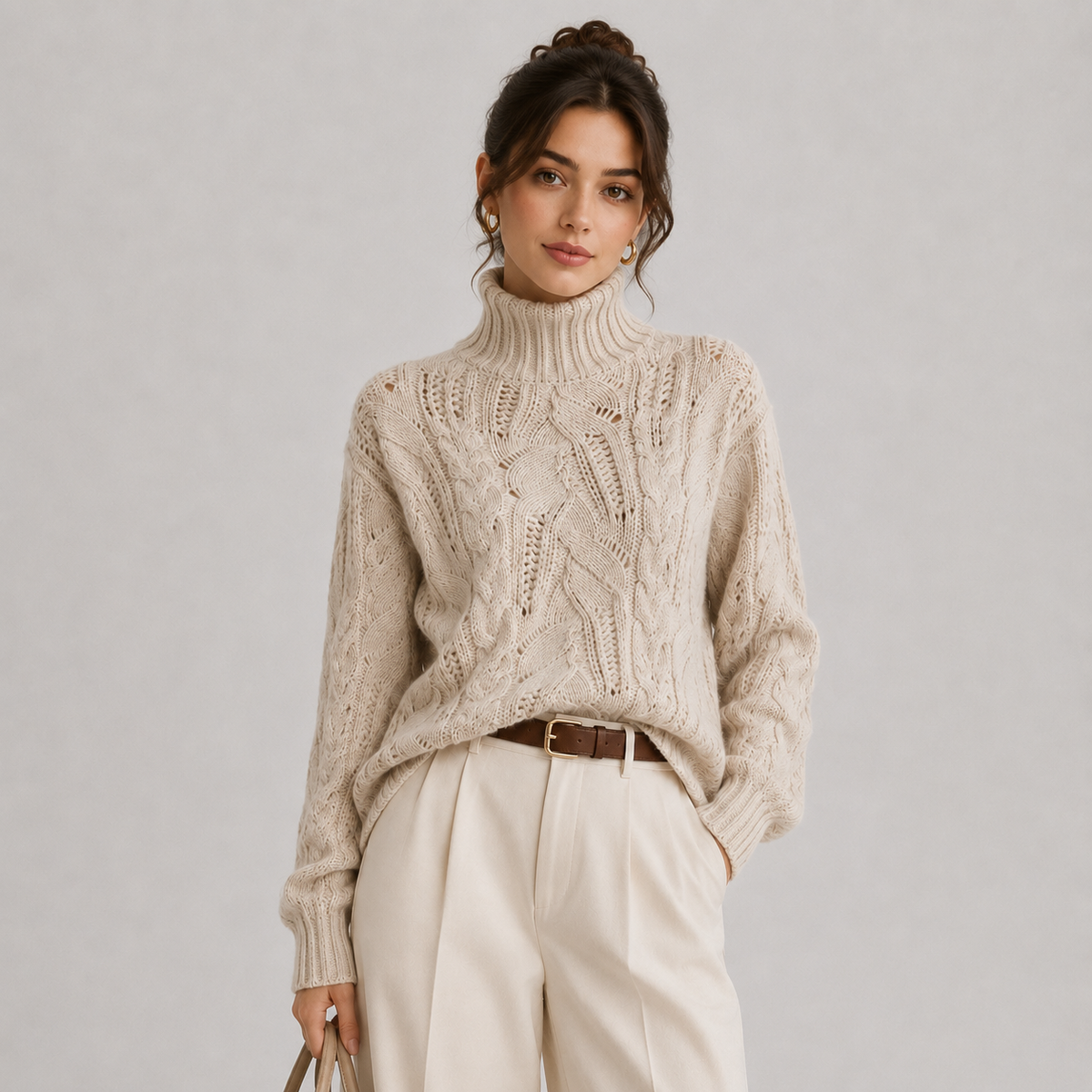 Pull en maille chaude à manches longues pour femme, aspect cachemire de qualité supérieure 4