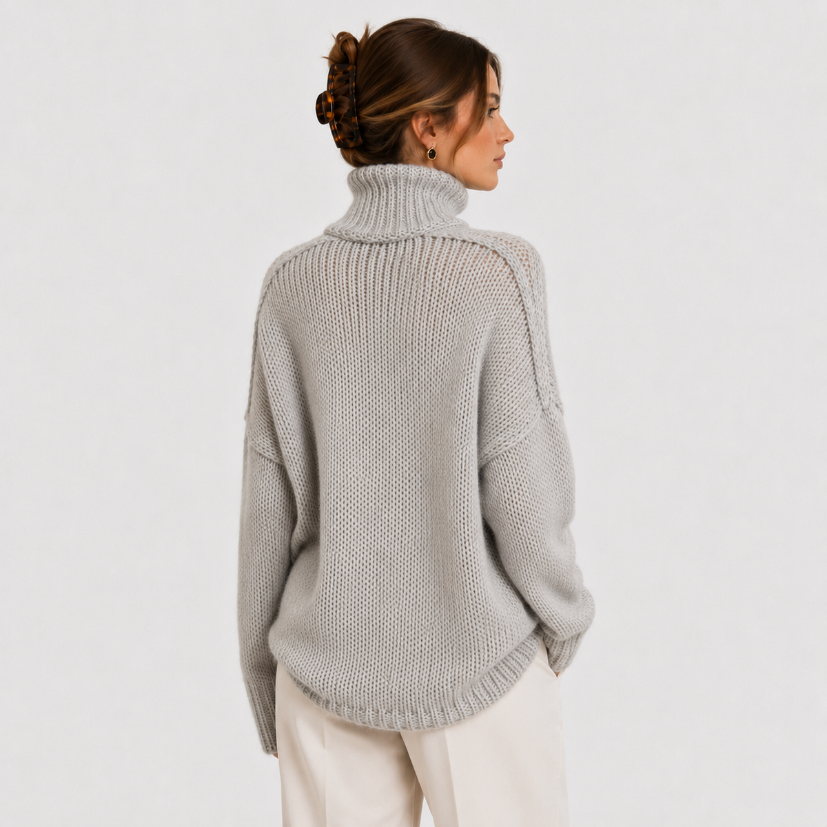 Pull en maille décontractée pour femme, manches longues confortables 3