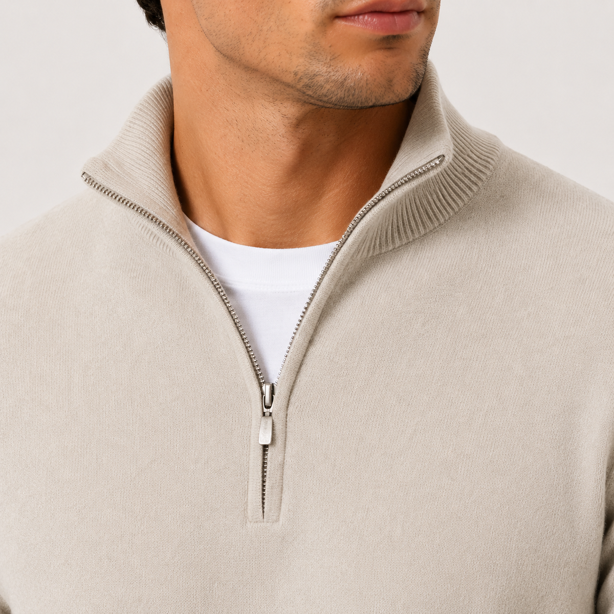 Pull en maille léger et chaud pour homme, fermeture éclair au quart de pouce 2
