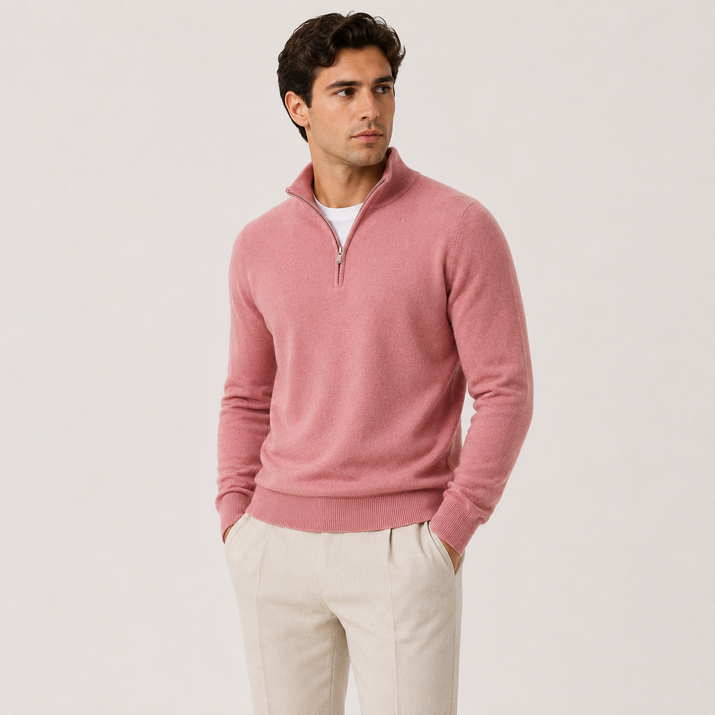 Pull en maille léger et chaud pour homme, fermeture éclair au quart de pouce 4
