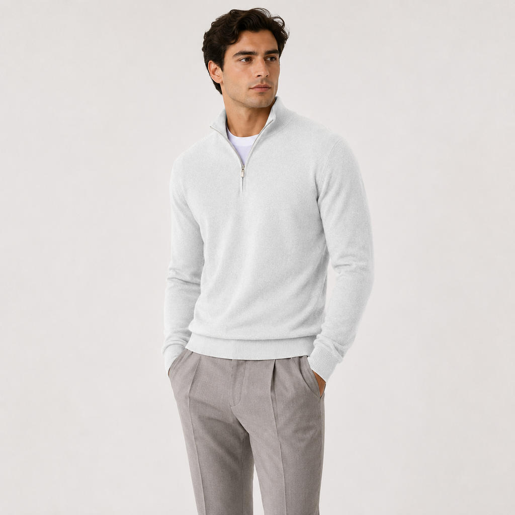 Pull en maille léger et chaud pour homme, fermeture éclair au quart de pouce 8