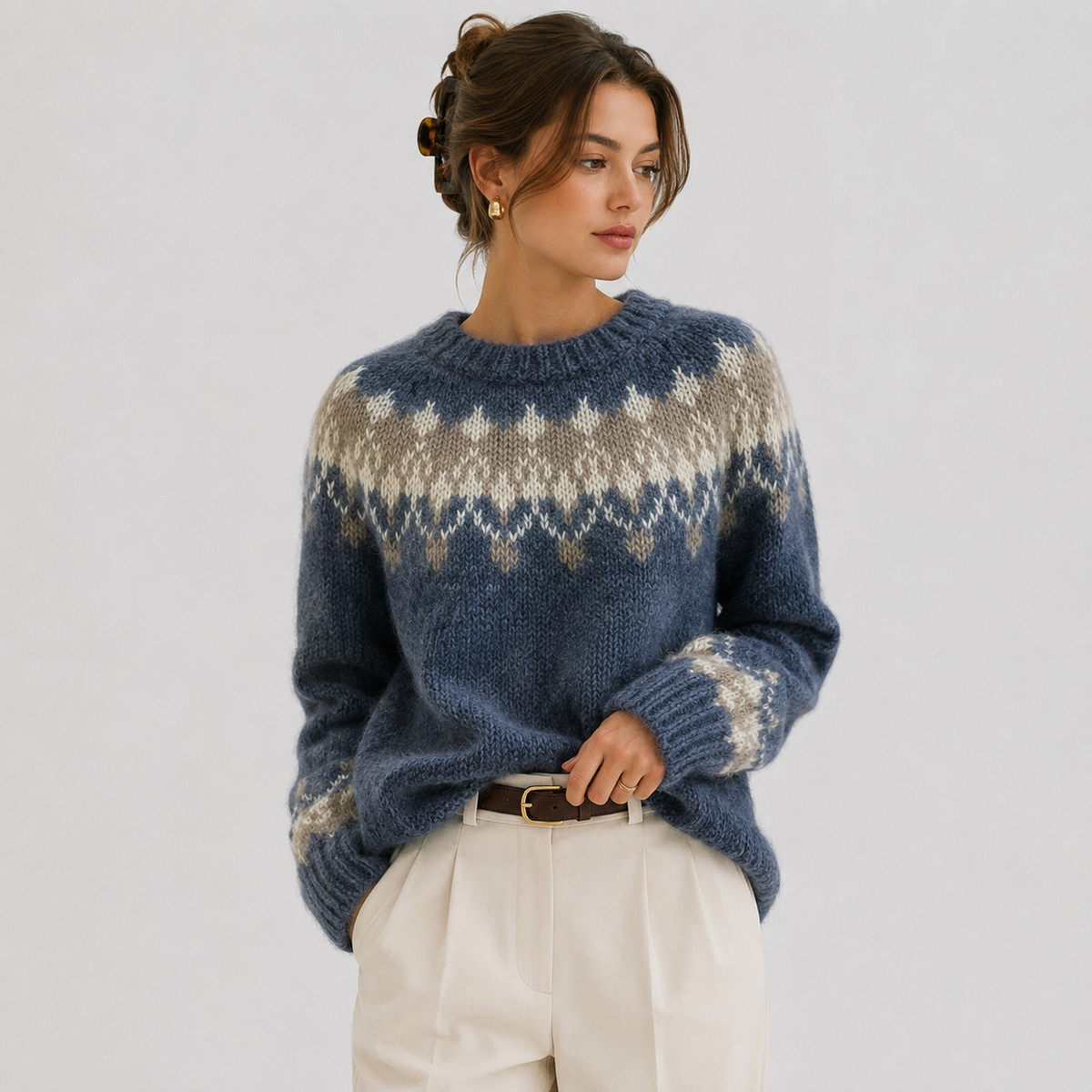 Pull en maille légère et chaude effet cachemire de qualité supérieure pour femme 0