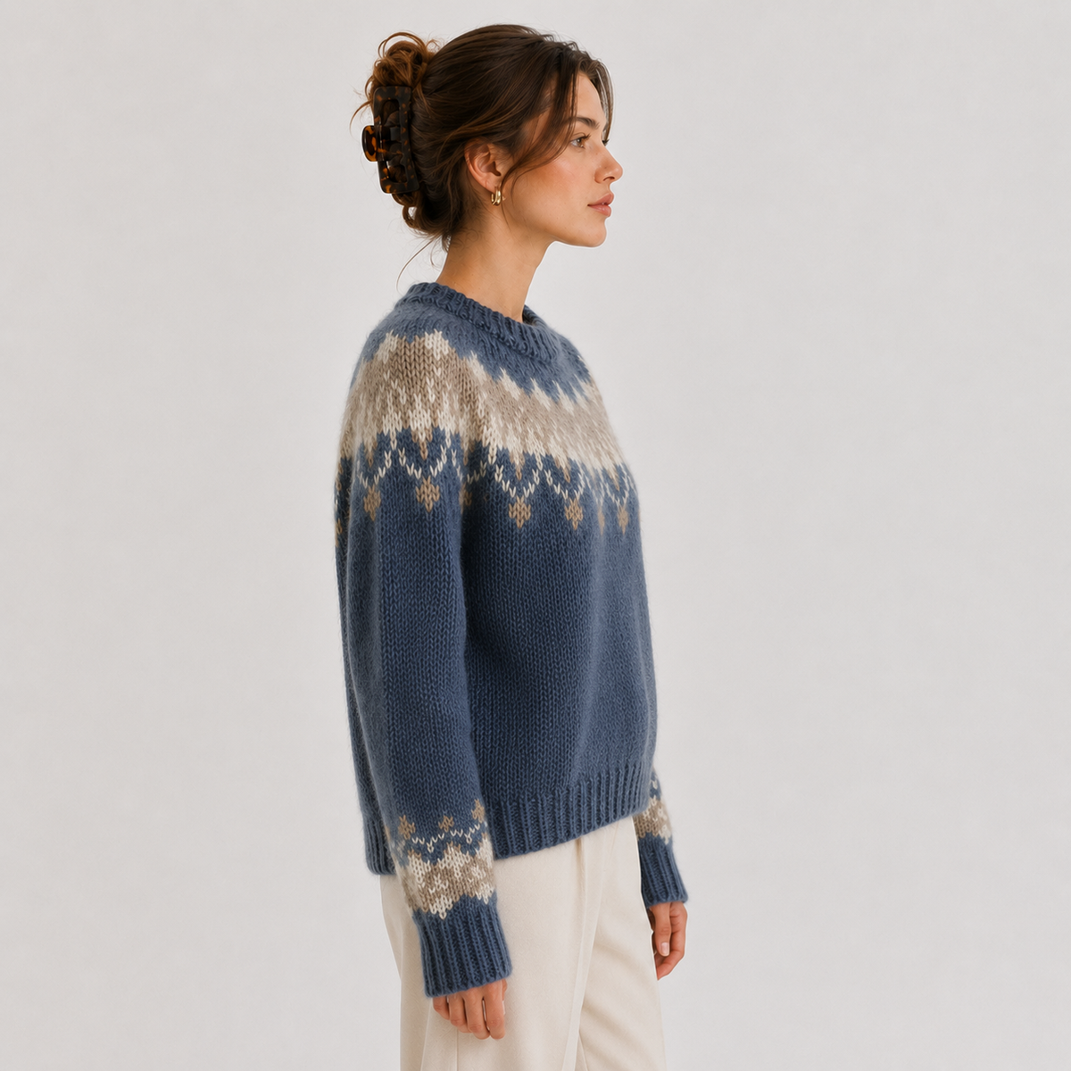 Pull en maille légère et chaude effet cachemire de qualité supérieure pour femme 1
