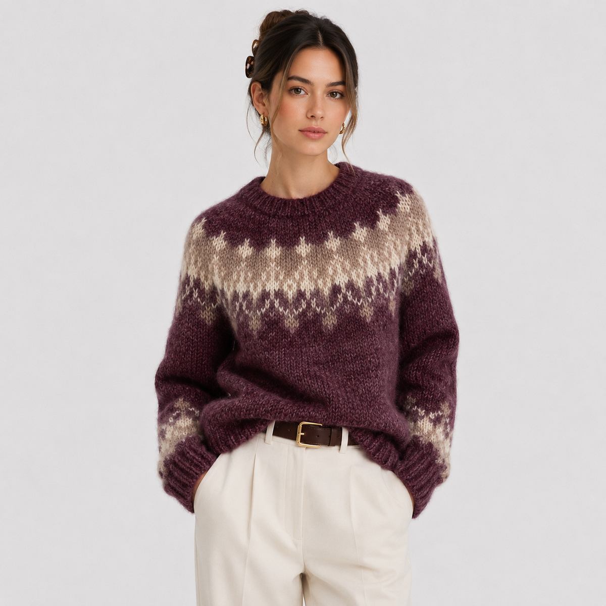 Pull en maille légère et chaude effet cachemire de qualité supérieure pour femme 6