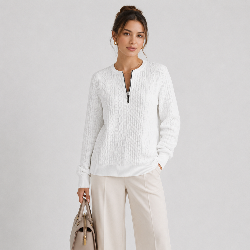 Pull léger à manches longues et col zippé pour femme 4