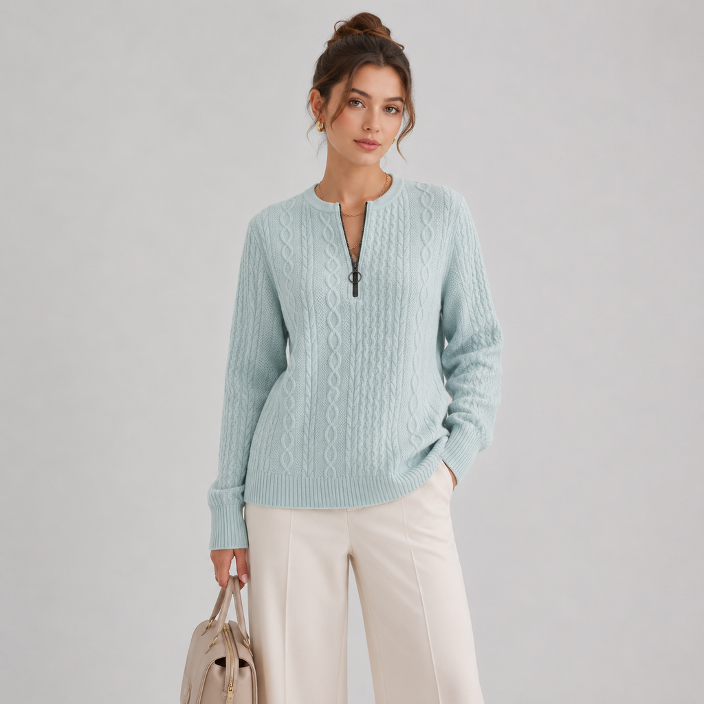 Pull léger à manches longues et col zippé pour femme 5