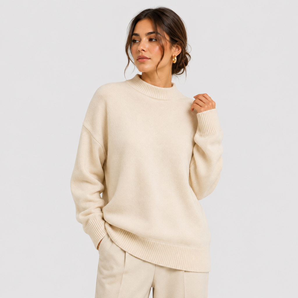 Pull oversize premium pour femme, en maille confortable à manches longues 0
