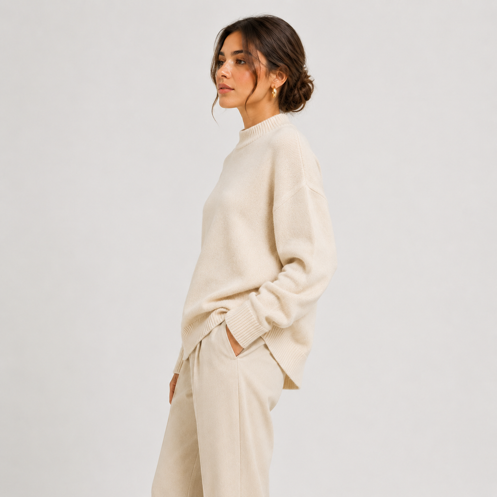 Pull oversize premium pour femme, en maille confortable à manches longues 1